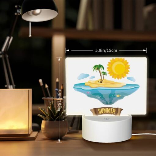 Rectangular Acrylic Night Light, A Cartoon Of A Tropical Island With A Sun And Palm Trees. -Nuas Diy Shop 941a82439004e52b8f45354bceac32dcefdf56dd