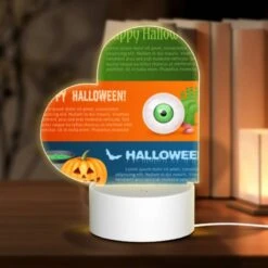 Love Acrylic Night Light, A Colorful Poster With Four Different Halloween Images.