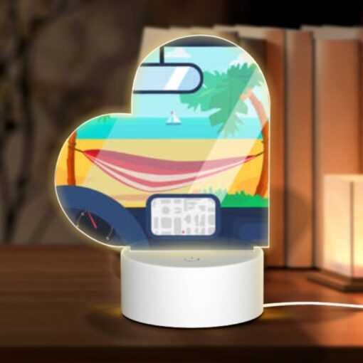 Love Acrylic Night Light, A Car's Dashboard With A Map And A Hammock In The Background. -Nuas Diy Shop 945acf72790b9f06316306931ff892ce346d52fb
