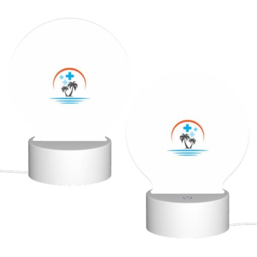 Round Acrylic Night Light, A Logo Of A Palm Tree And A Cross. -Nuas Diy Shop 94610ca771c80253d0f1eff97ca9c7e8a4c9d7ce