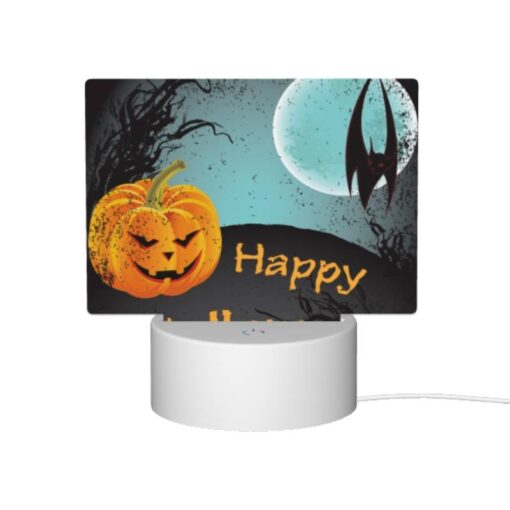 Rectangular Acrylic Night Light, A Happy Halloween Sign With A Pumpkin And A Bat. -Nuas Diy Shop 948458b6ba045e98148df58b85c4436844d3e754