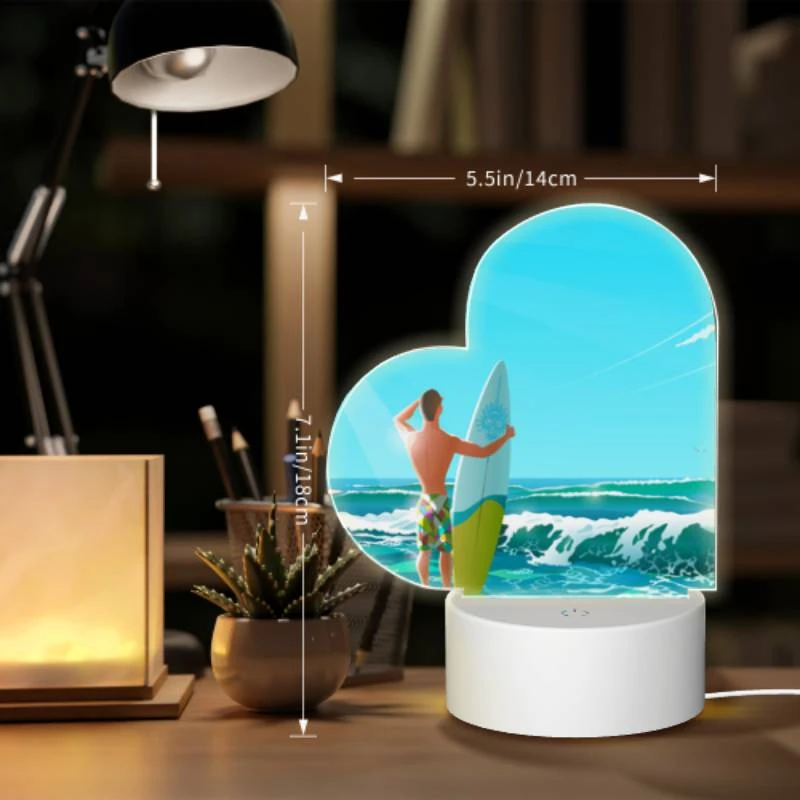 Love Acrylic Night Light, A man with a surfboard is standing in the ocean. Love Acrylic Night Light, A Man With A Surfboard Is Standing In The Ocean. -Nuas Diy Shop 94f631d1afe1908ac146da1544566a967eeb3d71
