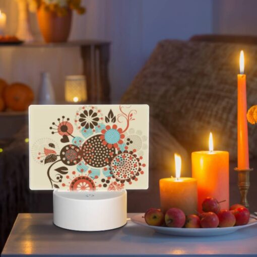 Rectangular Acrylic Night Light, A Colorful Flower Design With A Variety Of Flowers And Leaves. -Nuas Diy Shop 95de67c7609961d3b5103a9ea24284fc0badf6d8