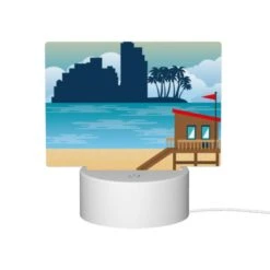 Rectangular Acrylic Night Light, A Beach Scene With A Lifeguard Tower And A Palm Tree. -Nuas Diy Shop 95ef875b009613e6d8430da263c679a84b305774