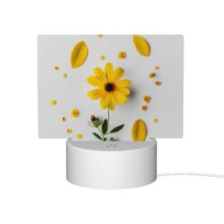 Rectangular Acrylic Night Light, A Yellow Flower With Yellow Petals And Green Leaves Is Placed On A White Surface. -Nuas Diy Shop 964d54211eb8856c785251f69e9eb2a1e1e2a430