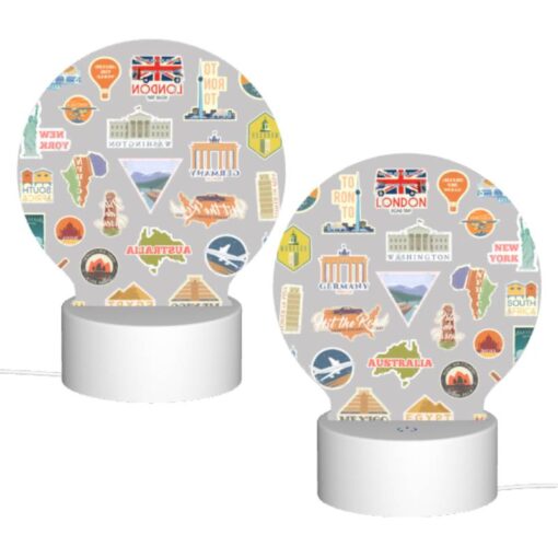 Round Acrylic Night Light, A Collection Of Travel Stickers From Various Countries. -Nuas Diy Shop 966d111b6c8e59789a6d0766c3fa9f8bdddc3a6c