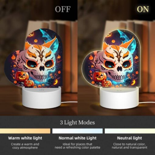Love Acrylic Night Light, A Skull With A Pumpkin Face And A Cat Face. -Nuas Diy Shop 967559ba460cb9701fe4e060ec05946e1edd3ed6