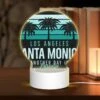 Round Acrylic Night Light, A Black And White Image Of Palm Trees And The Words "Los Angeles Santa Monica Another Day In Paradise." -Nuas Diy Shop 968859b7fe8312f549aecfa65dcec9560a944914