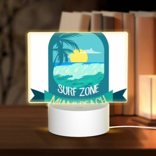 Rectangular Acrylic Night Light, A Logo For Miami Beach With A Sun And Palm Trees. -Nuas Diy Shop 969482cf08db0c23551f67d8c1422cb17e264e69