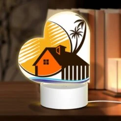 Love Acrylic Night Light, A House With A Palm Tree In Front Of It.