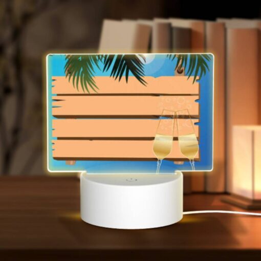 Rectangular Acrylic Night Light, Two Glasses Of Champagne Are Placed On A Wooden Pallet -Nuas Diy Shop 96ab34acb4004b76543009ae17717609893d6372