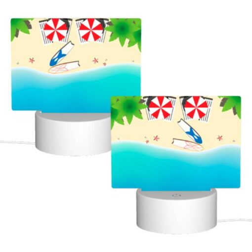 Rectangular Acrylic Night Light, A Red And White Umbrella Is Laying On The Beach. -Nuas Diy Shop 96c1f0e6789caf96218658ec50c2357f41ae2afe