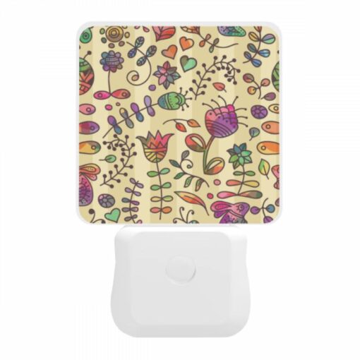 Night Light, A Colorful Flower Pattern On A Wallpaper. -Nuas Diy Shop 97220cc5629df7970614598ec13ad1bc2e465032