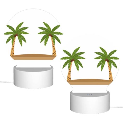 Round Acrylic Night Light, Two Palm Trees On A Sandy Beach. -Nuas Diy Shop 97348670ac76e2582a9f8e5c479a4bf1a5ede45a