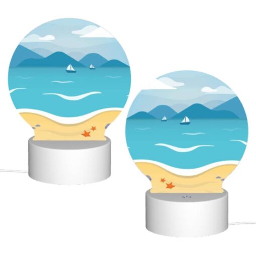 Round Acrylic Night Light, A Beach Scene With A Sailboat In The Water And A Sandy Shore. -Nuas Diy Shop 979b1be36bafdcb4b2a29cdf441f3a426118ce59