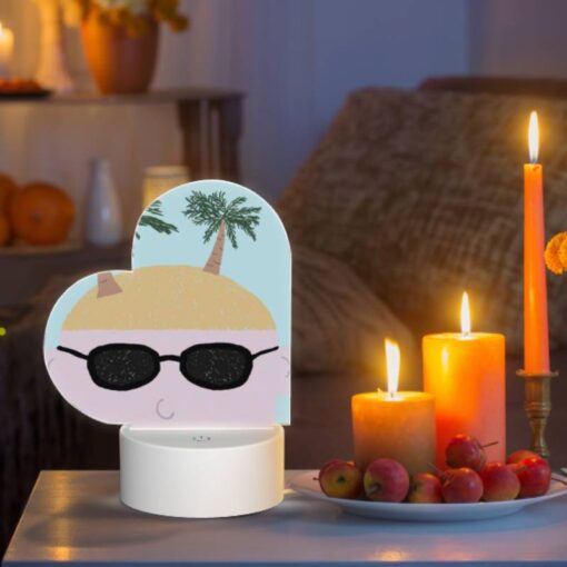Love Acrylic Night Light, A Cartoon Drawing Of A Man With Sunglasses And A Shaggy Haircut. -Nuas Diy Shop 97df2af10e4bb658816285148bb1e15e7ebc698e