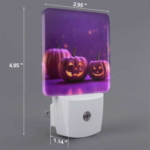 Night Light, Two Pumpkins With Faces Drawn On Them Sit On A Purple Background. -Nuas Diy Shop 98d87652228adef05e4c0ff9527a4d4b515a2af2