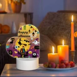 Love Acrylic Night Light, A Colorful Poster With Halloween Decorations And A Witch On A Broom. -Nuas Diy Shop 991ffe8dbffb667247698498016f2482f3c2192d