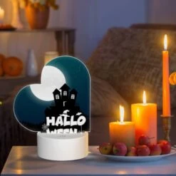 Love Acrylic Night Light, A House With A Moon In The Background And The Words Halloween Written Below It. -Nuas Diy Shop 99546dbe10583667a357e963b8af42f181531551