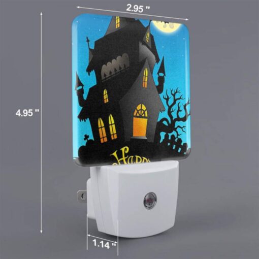 Night Light, A Black And White Drawing Of A Haunted House With A Yellow Banner That Says "Happy Halloween". -Nuas Diy Shop 998180e68d763d75492be2af7d51c5e0f0653578