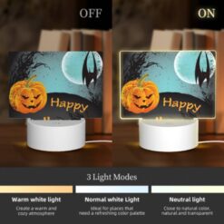 Rectangular Acrylic Night Light, A Happy Halloween Sign With A Pumpkin And A Bat. -Nuas Diy Shop 99d2bb341e036baea62e348dd03fbf1d29b1cda9