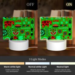 Rectangular Acrylic Night Light, A Green And Red Patterned Fabric With Various Plants And Animals On It. -Nuas Diy Shop 9a05525a0ac2ee96133f079a6c1345d3f7a02176