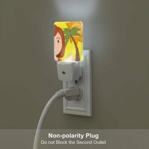 Night Light, A Woman With A Red Shirt And A Smile Is Standing In Front Of A Palm Tree. -Nuas Diy Shop 9a0c94beaeb5e6e3ce4887303b0e6844e39c82d1