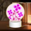 Round Acrylic Night Light, A Bouquet Of Pink Flowers With Purple Petals. -Nuas Diy Shop 9a50bc330c6695d0c3ed267ca3b895b23e7c3908