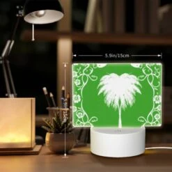 Rectangular Acrylic Night Light, A Green And White Picture Of A Palm Tree. -Nuas Diy Shop 9a6a59596fd0a35e8f114b08c681c315088c5587
