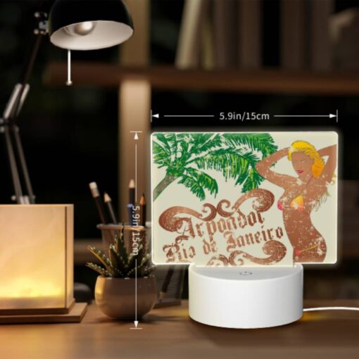 Rectangular Acrylic Night Light, A Woman In A Bikini Is Standing In Front Of A Palm Tree. -Nuas Diy Shop 9a8eb12e17193a47dfd585f0d719c4fee34b36fc