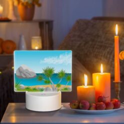 Rectangular Acrylic Night Light, A Rocky Beach With A Few Trees And A Body Of Water. -Nuas Diy Shop 9a91efeefe17910bb16f25b07030ea4285ec1038