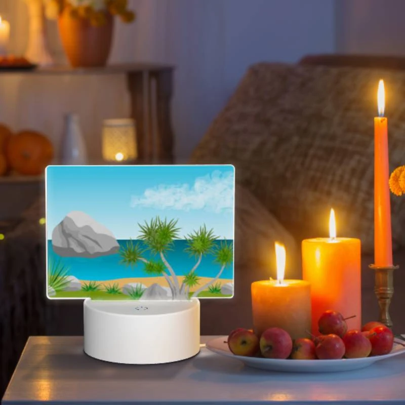 Rectangular Acrylic Night Light, A rocky beach with a few trees and a body of water. Rectangular Acrylic Night Light, A Rocky Beach With A Few Trees And A Body Of Water. -Nuas Diy Shop 9a91efeefe17910bb16f25b07030ea4285ec1038