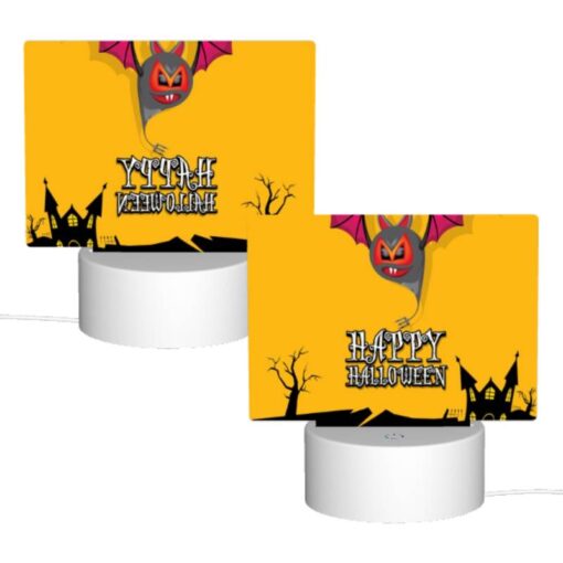 Rectangular Acrylic Night Light, A Halloween Banner With A Bat And A Pumpkin. -Nuas Diy Shop 9ad932650dfd567b30c43480dcbb29bb16fa3938