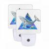 Night Light Set Of 2, A Blue And White Whale Is Shown In A Triangle Shape. -Nuas Diy Shop 9ae64589ceac342f7090f6d155d742c441f0616e