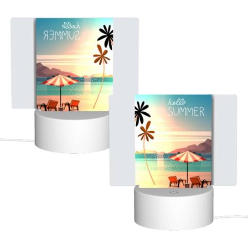 Rectangular Acrylic Night Light, A Colorful Beach Scene With A Sun Umbrella And Two Chairs. -Nuas Diy Shop 9aed233f157e4f8af1336fd6e6586502945a7c41