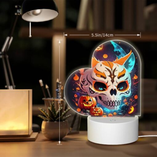 Love Acrylic Night Light, A Skull With A Pumpkin Face And A Cat Face. -Nuas Diy Shop 9b61a6124cb93d60bd3660a638c35c5732b7ba7e