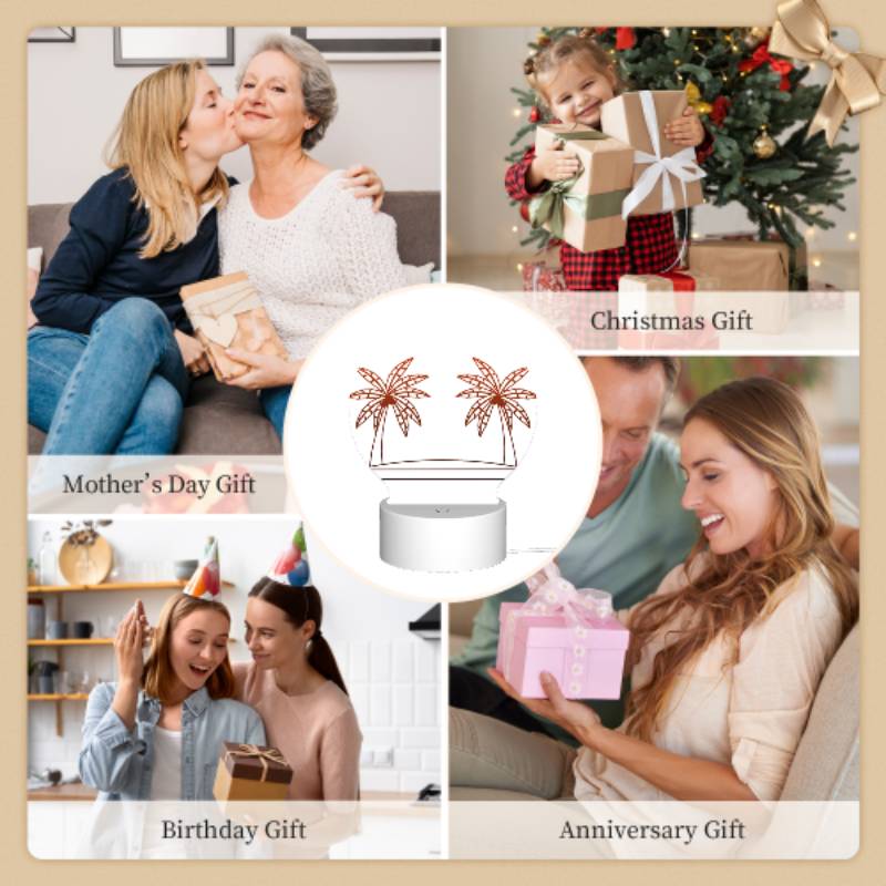 Round Acrylic Night Light, Two palm trees are on a white surface. Round Acrylic Night Light, Two Palm Trees Are On A White Surface. -Nuas Diy Shop 9bed59babb3b94cb786e305736c1755f7113be85