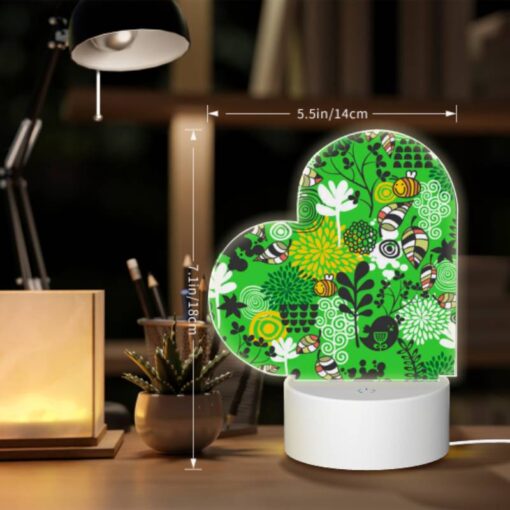 Love Acrylic Night Light, A Green And Yellow Floral Pattern With Bees And Flowers. -Nuas Diy Shop 9c4756d6bc21c030d31b8cdcda144a34d08ac2ec