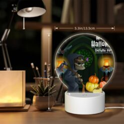 Round Acrylic Night Light, A Skeleton Dressed In A Costume Is Holding A Scythe And Standing Next To A Pumpkin. -Nuas Diy Shop 9c56abce5e64ce8634952d7a6d7872fdadac5be0