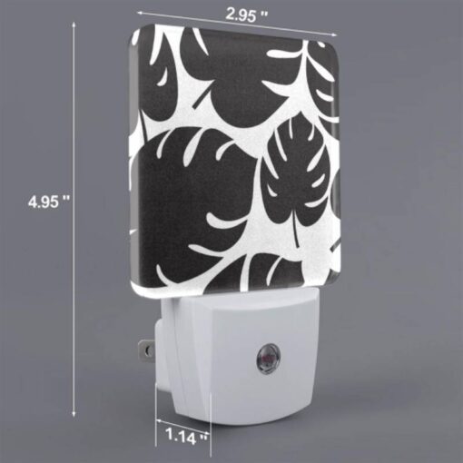 Night Light Set Of 2, A Pattern Of Leaves On A Black And White Background. -Nuas Diy Shop 9d06dfd7fcd489febaf6eb5e5735dd86a7e54c3c