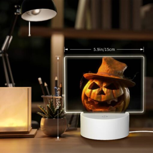 Rectangular Acrylic Night Light, A Pumpkin With A Hat On It. -Nuas Diy Shop 9d1bfd7da47c60e8402ee6c1f45a66afa0520a88