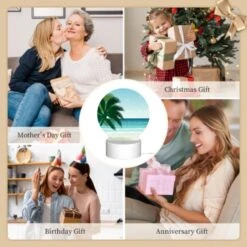 Round Acrylic Night Light, A Palm Tree Is On A Beach With A Blue Ocean In The Background. 9 Round Acrylic Night Light, A Palm Tree Is On A Beach With A Blue Ocean In The Background. -Nuas Diy Shop 9d3c36a83e6cd751932059c3d59e1d52faa71a88