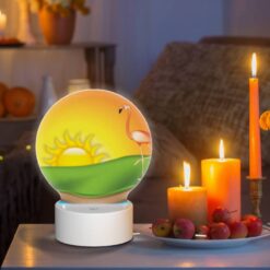 Round Acrylic Night Light, A Pink Flamingo Stands On A Green Hillside -Nuas Diy Shop 9d96696fa73c61d96907f8dfb62556fb6f40286c