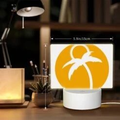 Rectangular Acrylic Night Light, A Yellow Circle With A Palm Tree In It. -Nuas Diy Shop 9daccb3df91ae96c086a9ede32137b07b32f2fff