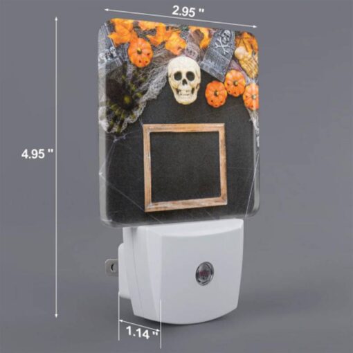 Night Light Set Of 2, A Black Frame With A Skull And Pumpkins In The Background. -Nuas Diy Shop 9dc7cc466e0c64eb4eac8aac14ea2ef2e2d23023