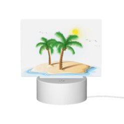 Rectangular Acrylic Night Light, A White Drawing Of A Palm Tree On A Sandy Beach. -Nuas Diy Shop 9de3bc4c9c28f160a1a8e9d2757164dfa1d97605