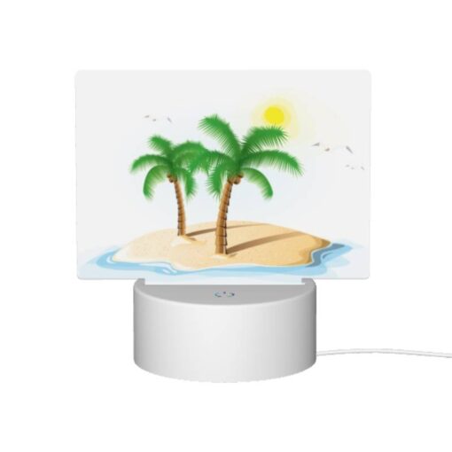 Rectangular Acrylic Night Light, A White Drawing Of A Palm Tree On A Sandy Beach. -Nuas Diy Shop 9de3bc4c9c28f160a1a8e9d2757164dfa1d97605