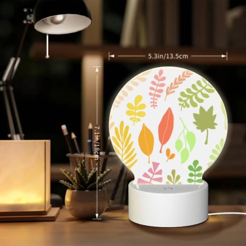 Round Acrylic Night Light, A collection of leaves in various colors. Round Acrylic Night Light, A Collection Of Leaves In Various Colors. -Nuas Diy Shop 9e10b524b309a2ef405590fca8283967f8021b3c