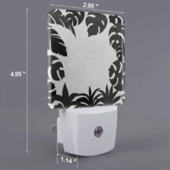 Night Light Set Of 2, A Black And White Image Of A Leafy Plant. -Nuas Diy Shop 9f22eeb3584f1f8316722fa7ef4479d59aae14bd