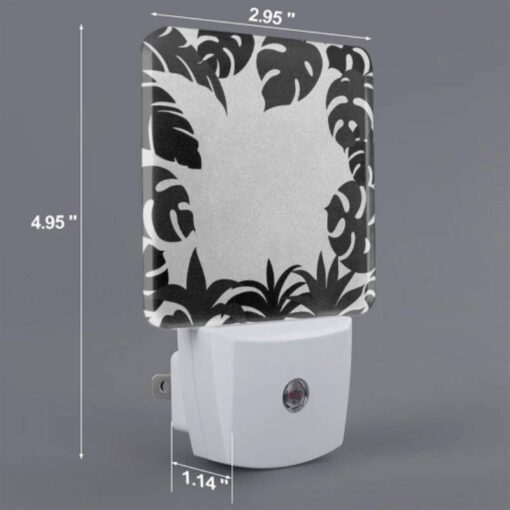 Night Light Set Of 2, A Black And White Image Of A Leafy Plant. -Nuas Diy Shop 9f22eeb3584f1f8316722fa7ef4479d59aae14bd